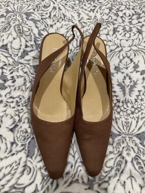 Pancaldi brown Pointed fabric Slingback size 8B - made in Italy